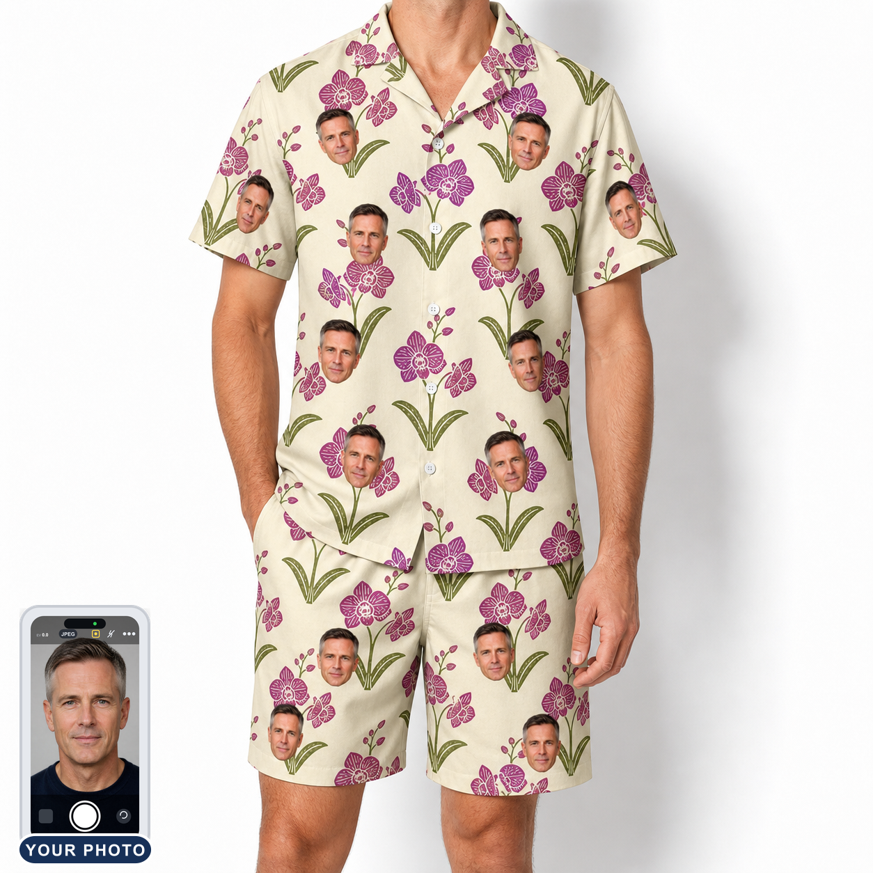 Men's Velvet Vines Custom Face Shirt & Shorts Set