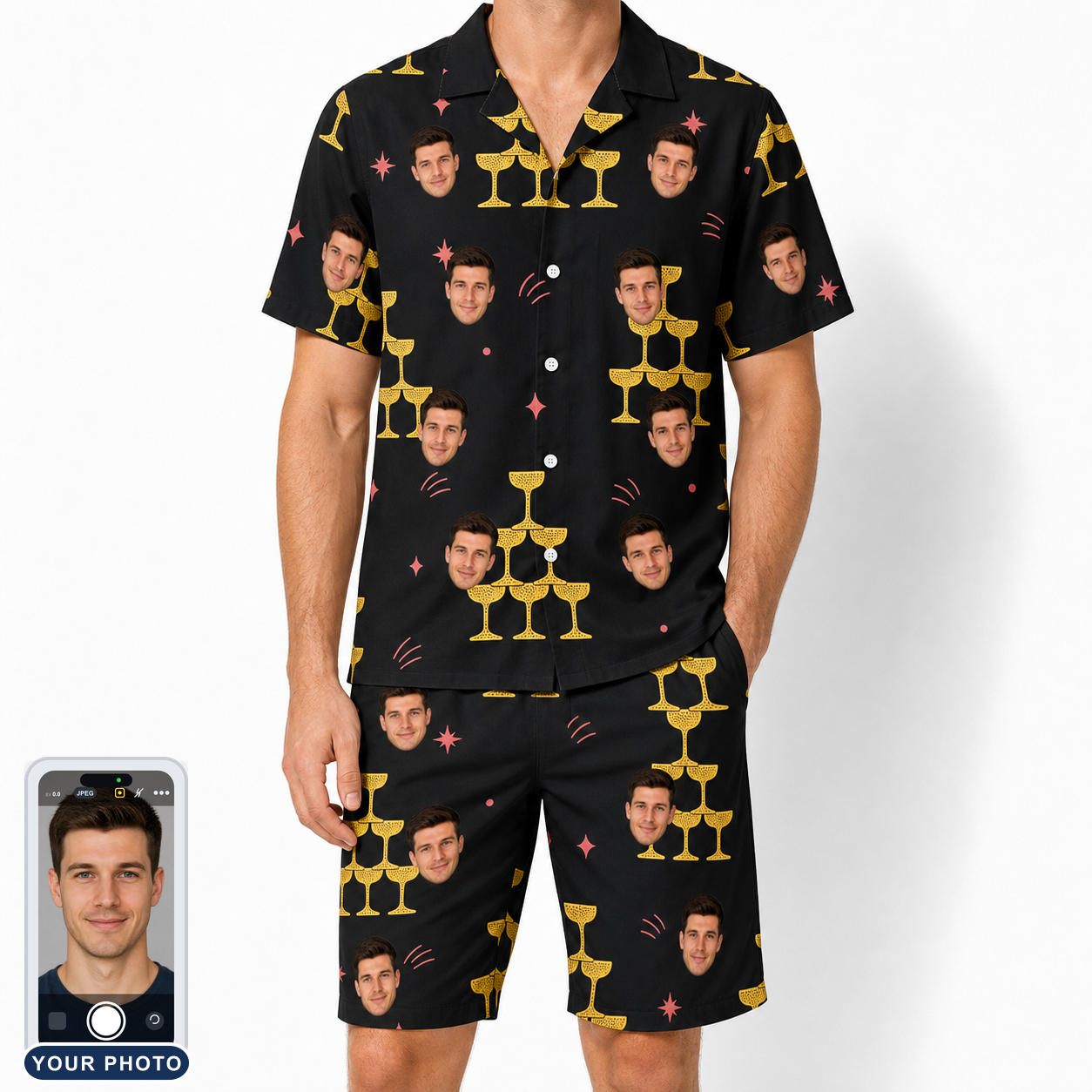 Men's Shoreline Cheers Custom Face Shirt & Shorts Set