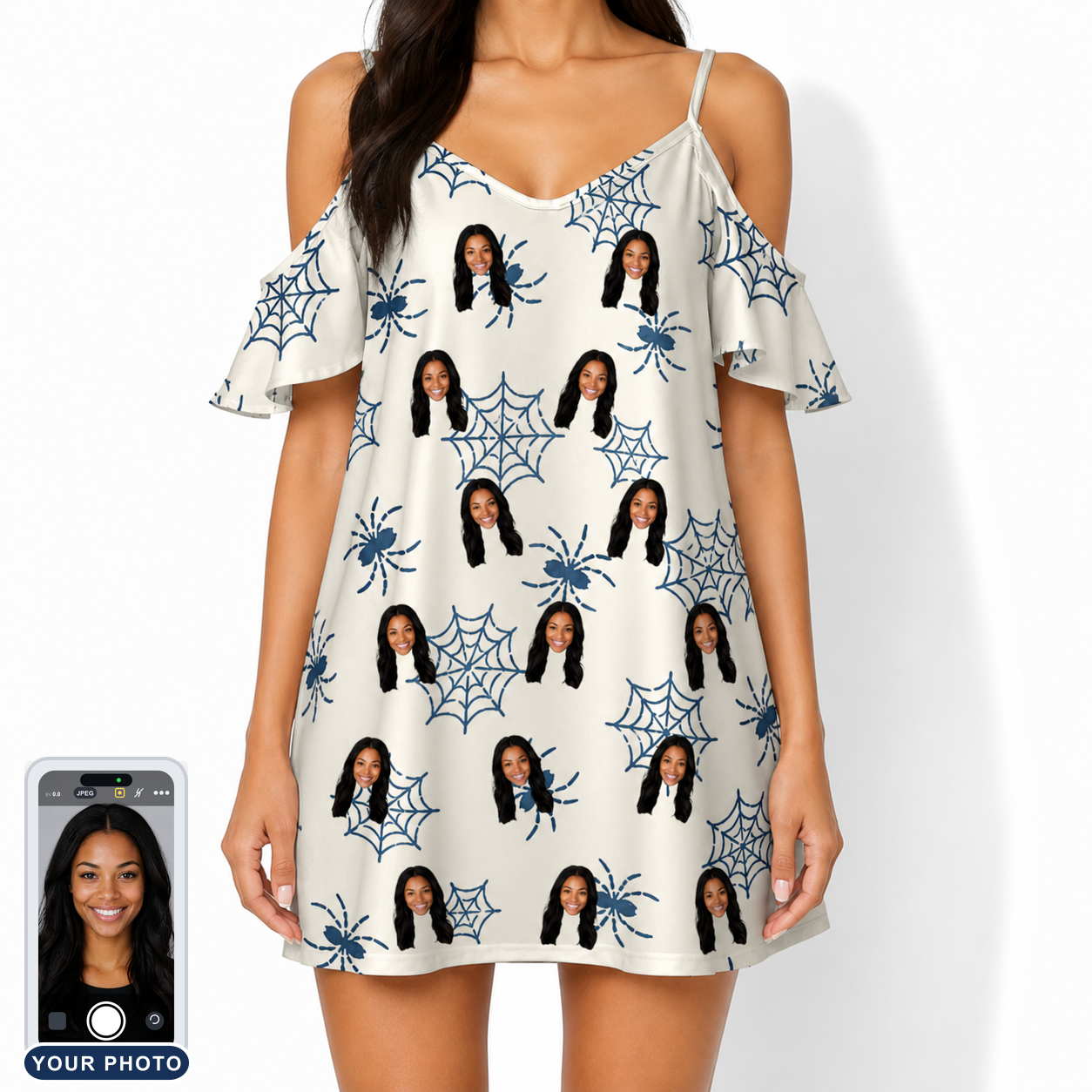 Women's Gloom Looms Custom Face Off-Shoulder Dress