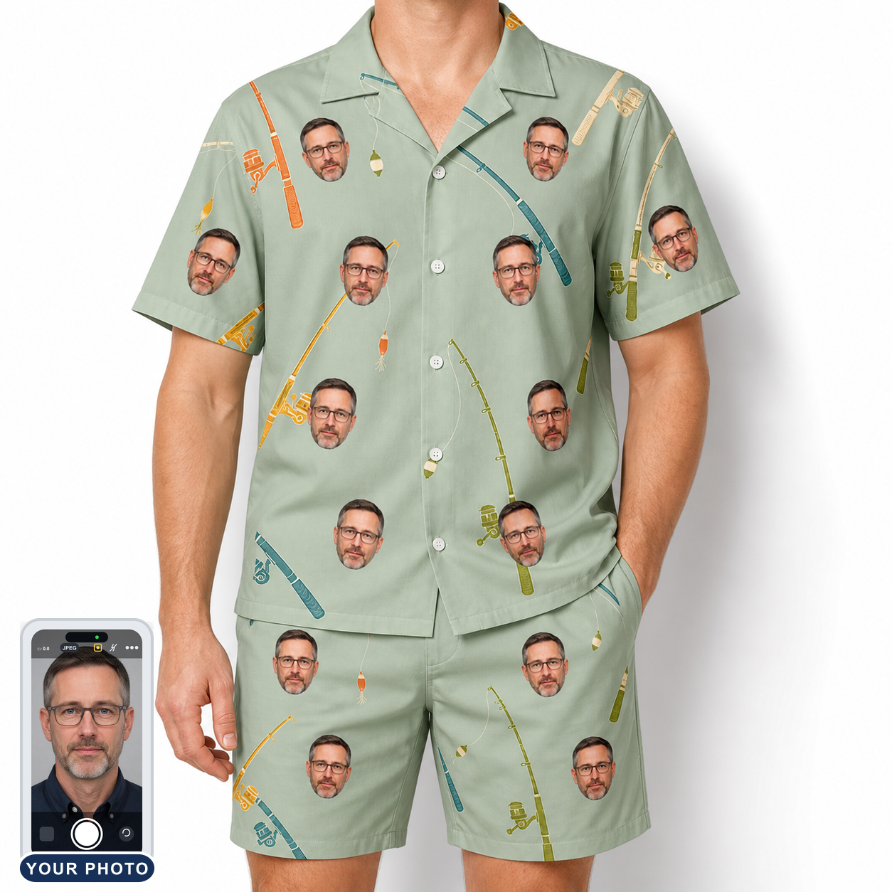 Men's Pole Position Custom Face Shirt & Shorts Set