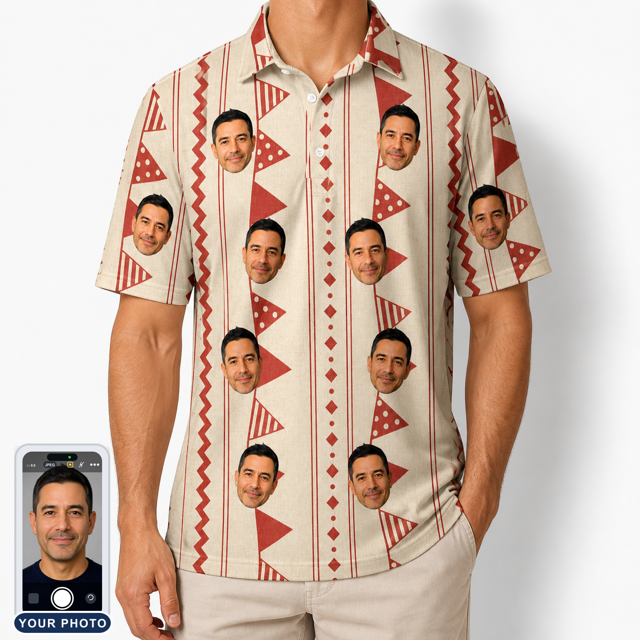 Men's Home Huddle Custom Face Polo Shirt