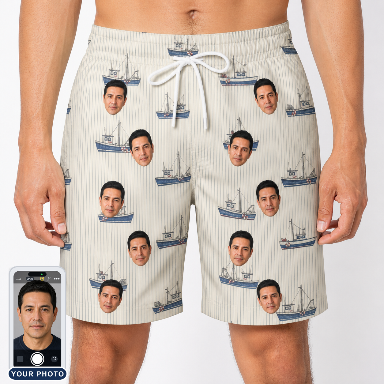 Men's Dinghy Dash Custom Face Beach Shorts