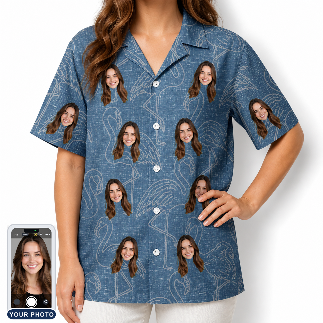 Women's Magenta Mingle Custom Face Hawaiian Shirt