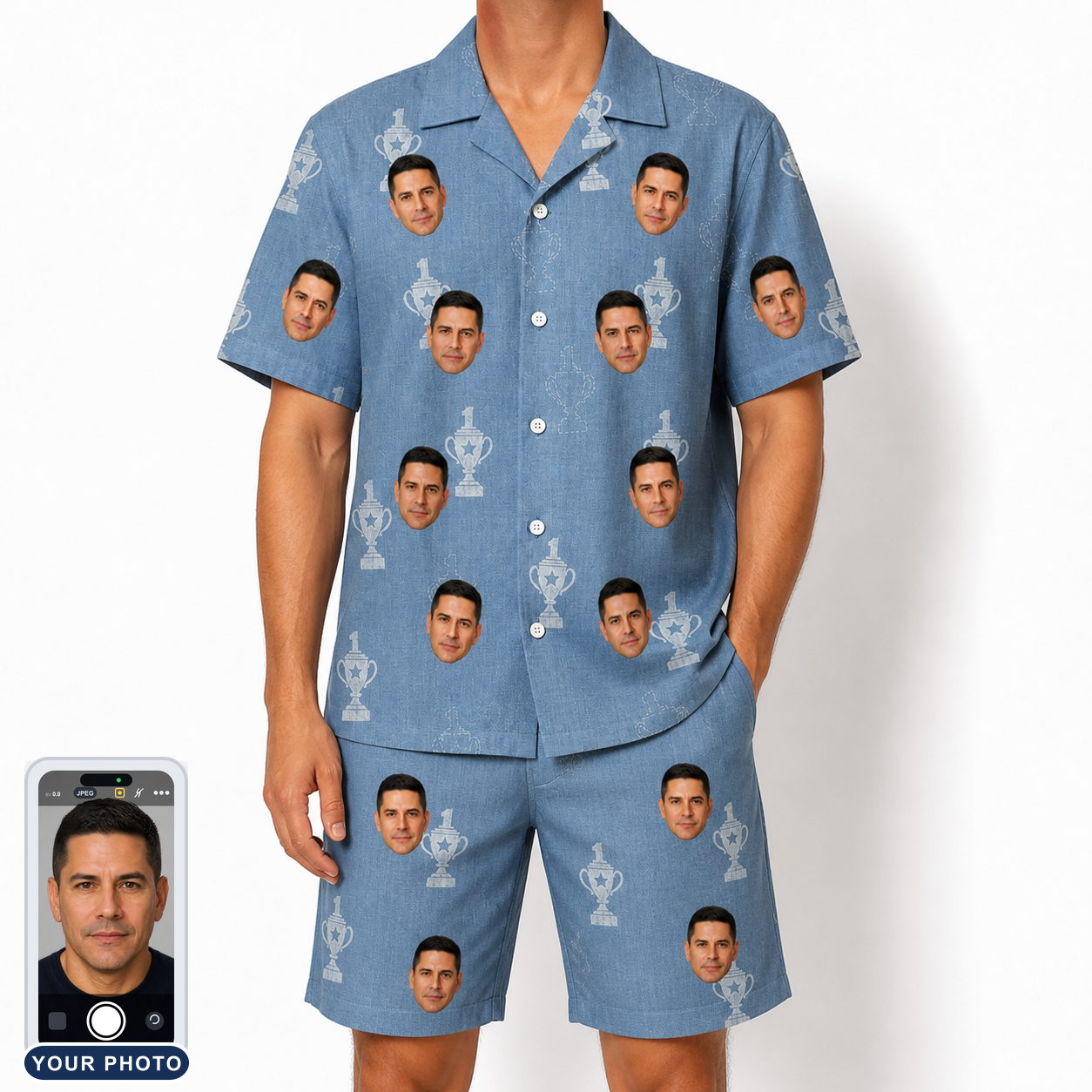 Men's Trophy Toppers Custom Face Shirt & Shorts Set