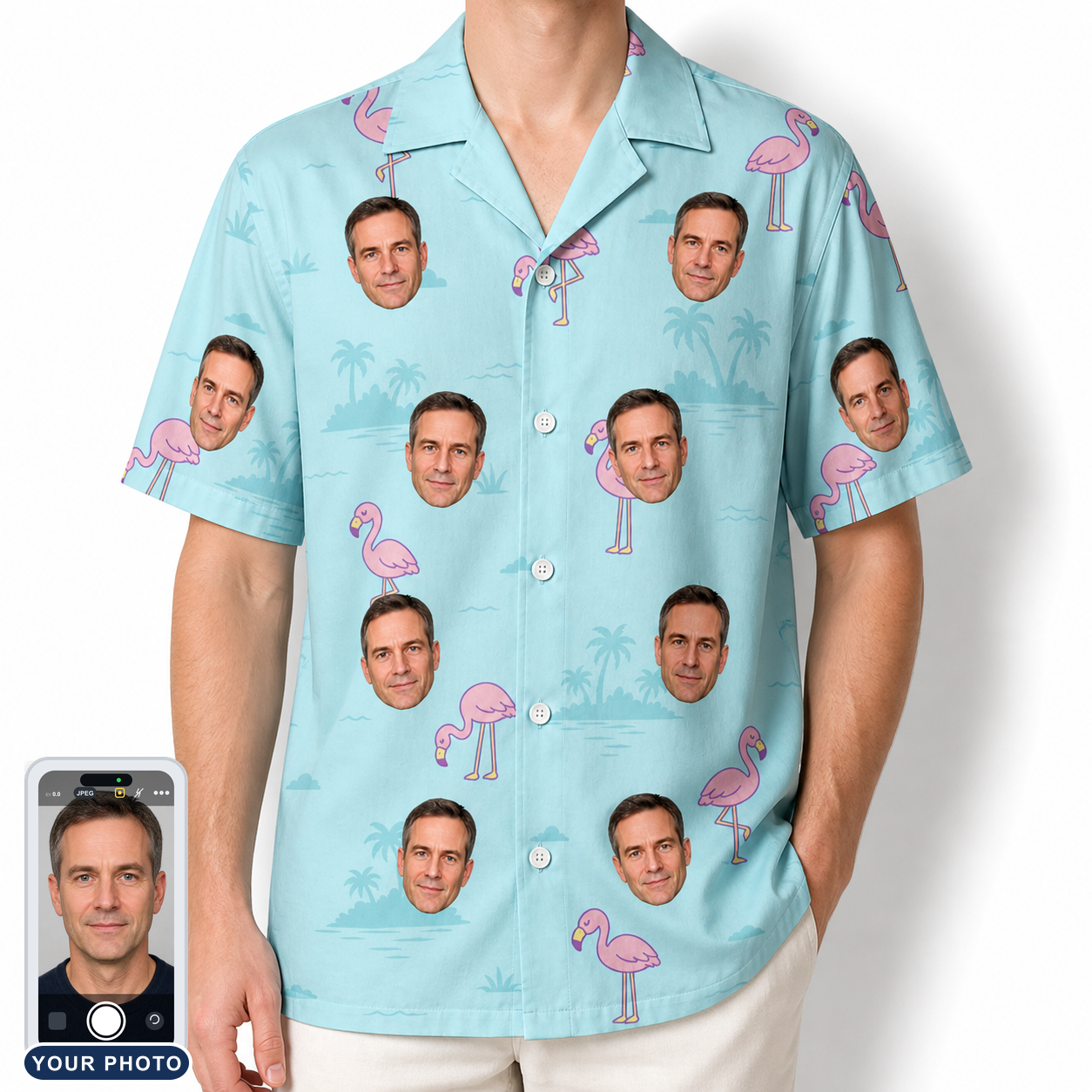 Men's Blush Birds Custom Face Hawaiian Shirt