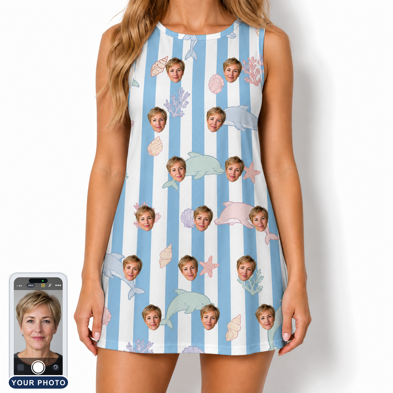Women's Dolphin Dazzle Custom Face Tank Dress