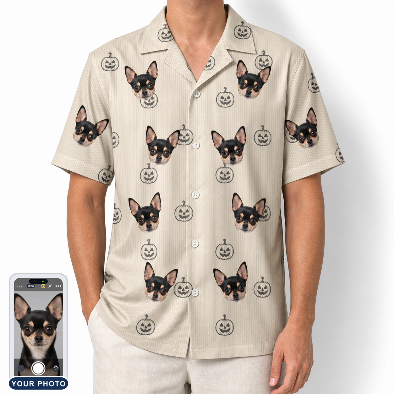 Men's Cucurbit Chuckles Custom Dog Face Hawaiian Shirt