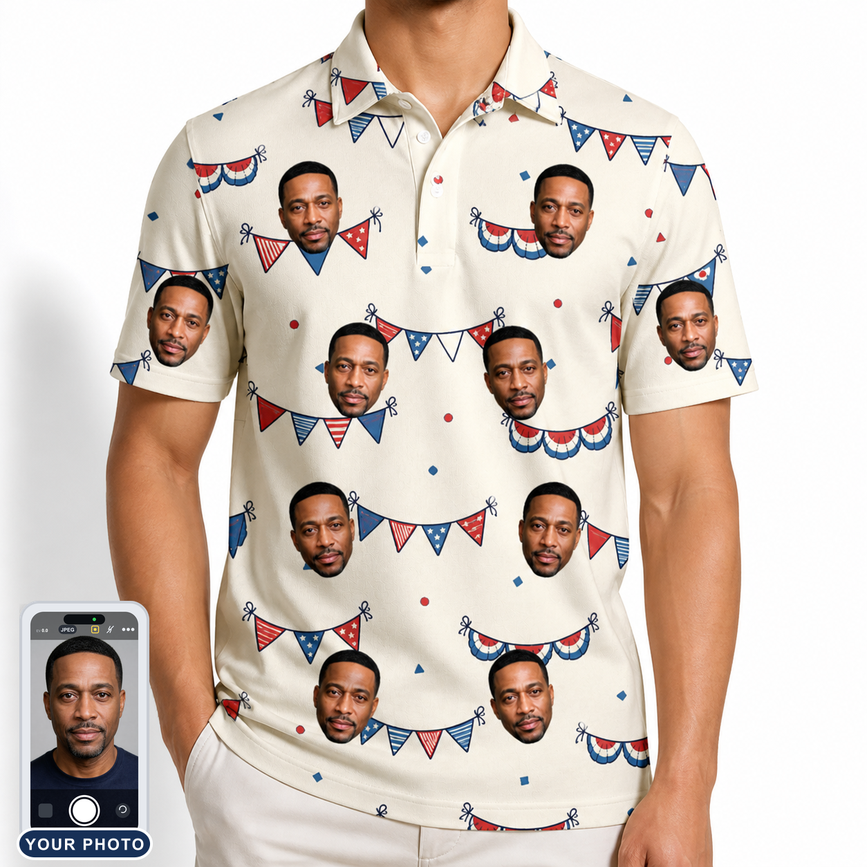 Men's Americana Arc Custom Face Polo Shirt