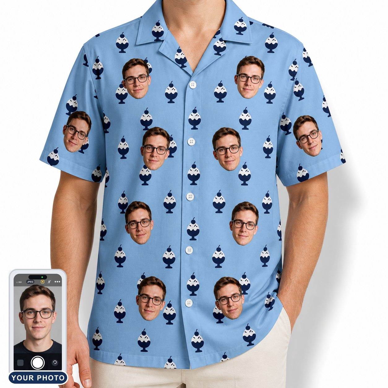 Men's Sprinkle Scoops Custom Face Hawaiian Shirt