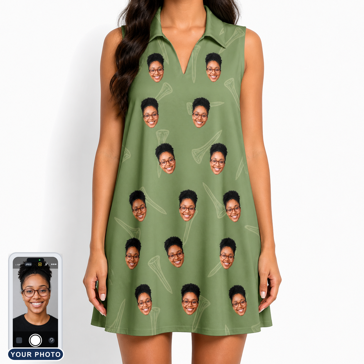 Women's Fairway Flair Custom Face V-Neck Dress