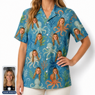Women's Octopus Ocean Custom Face Hawaiian Shirt