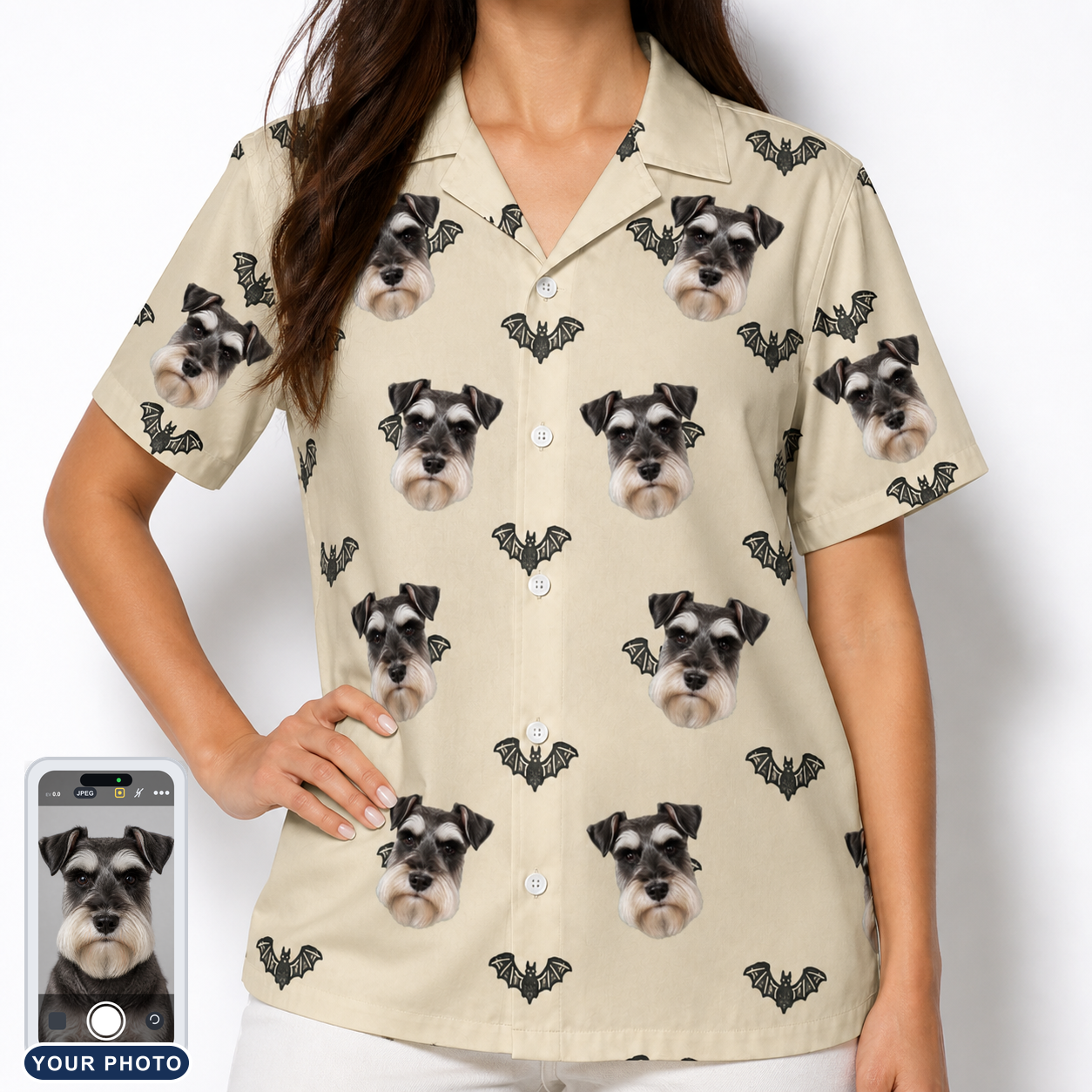 Women's Winged Whispers Custom Dog Face Hawaiian Shirt