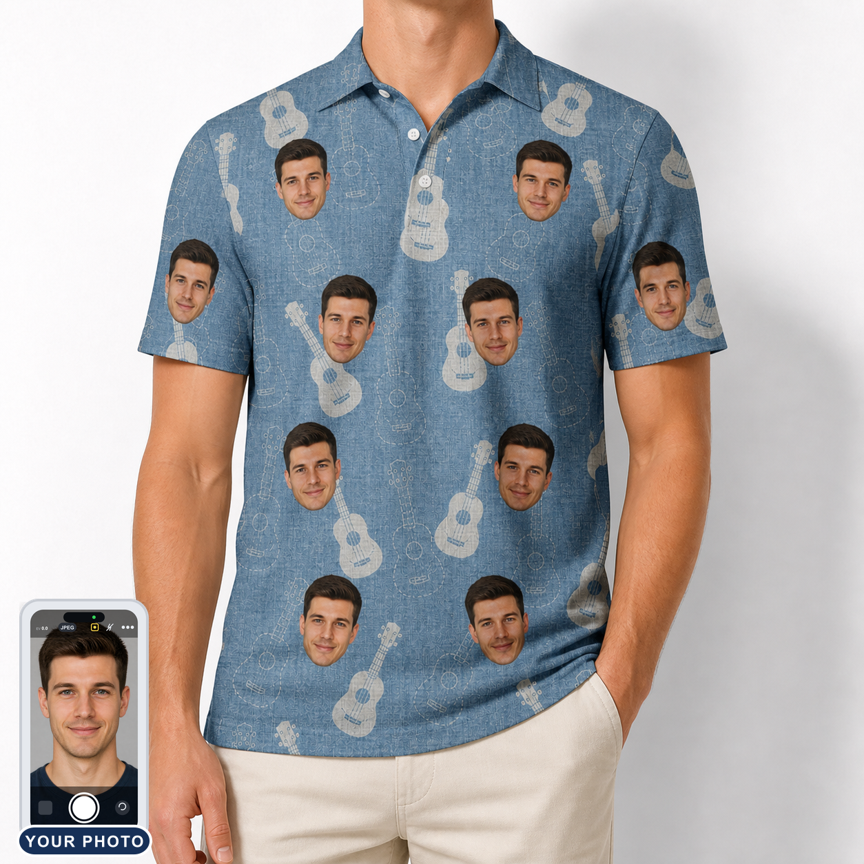 Men's Gardenia Grooves Custom Face Polo Shirt