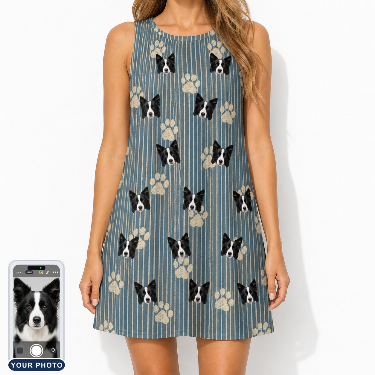 Women's Muzzle Marks Custom Dog Face Tank Dress