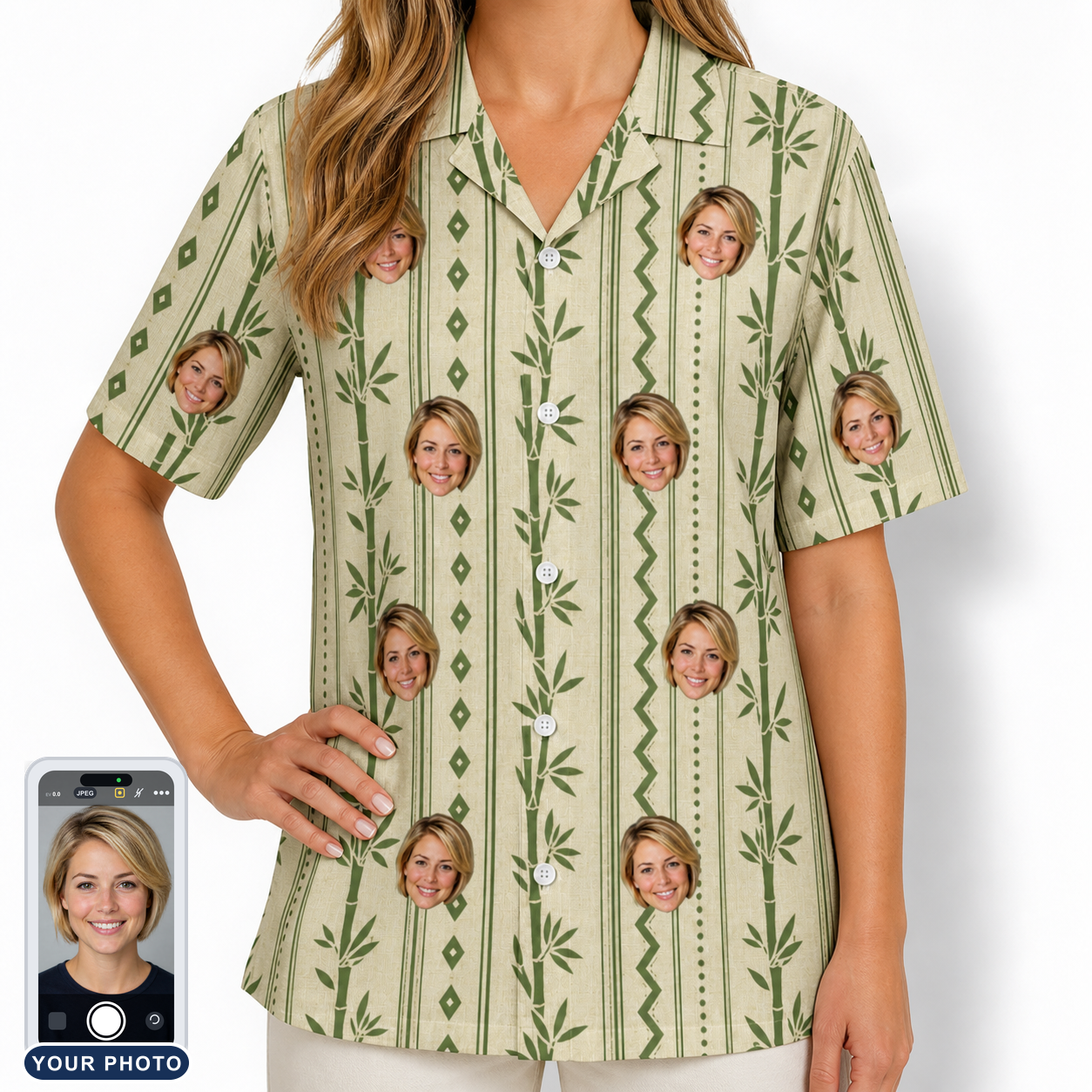 Women's Culm Conga Custom Face Hawaiian Shirt