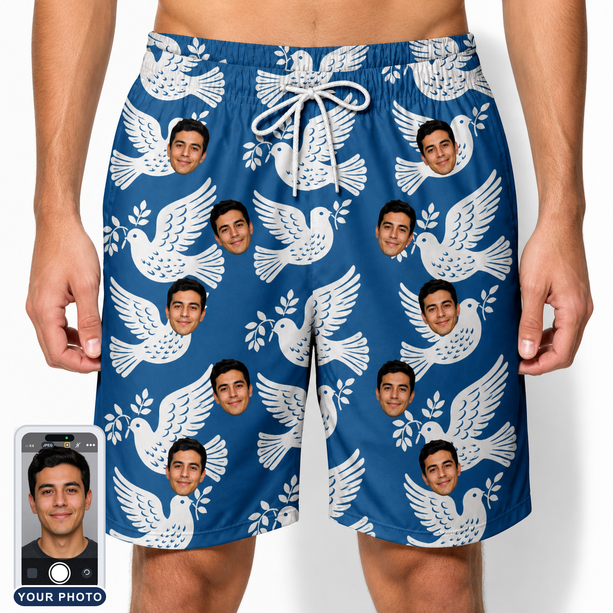 Men's Pearlwing Promise Custom Face Beach Shorts