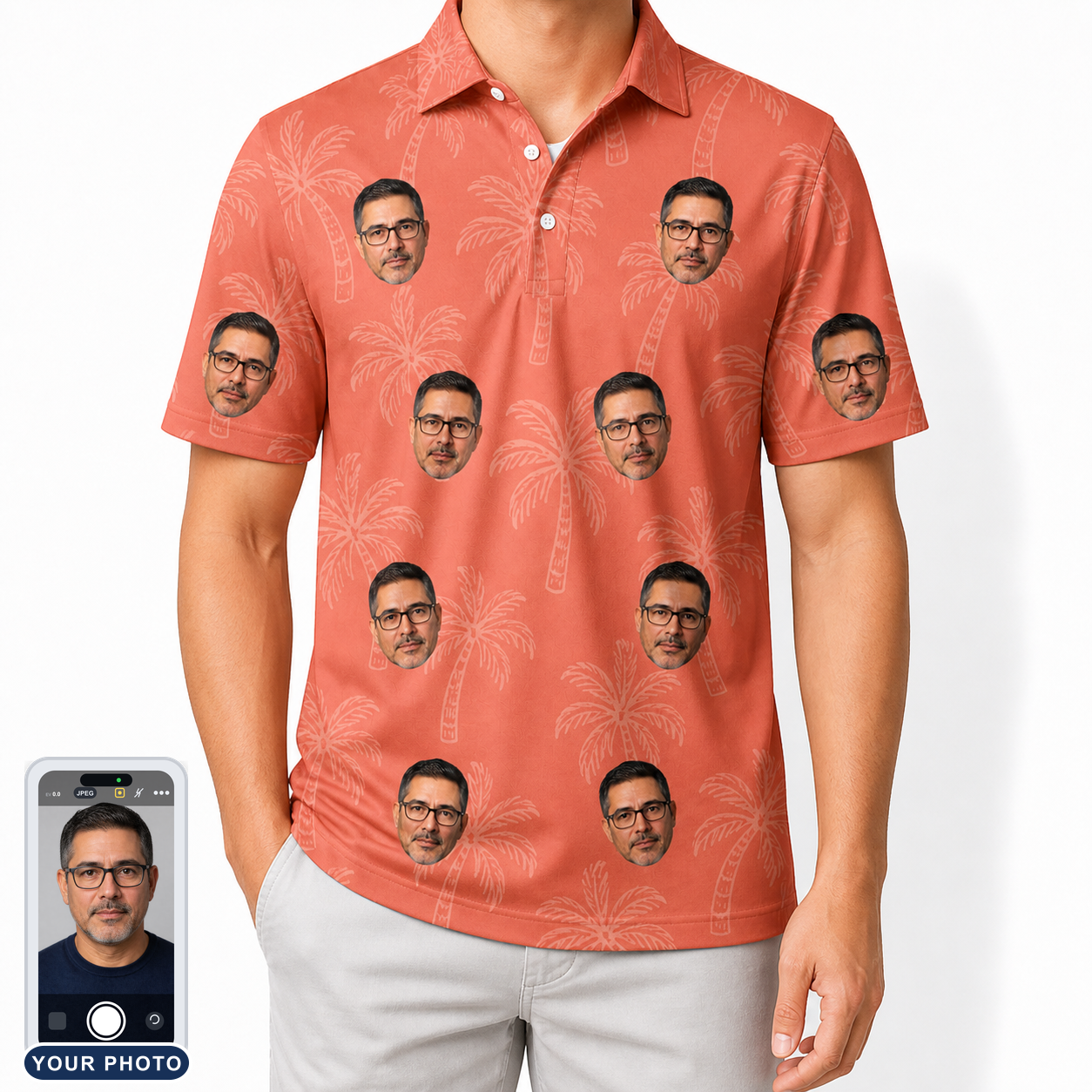 Men's Tiki Treetops Custom Face Polo Shirt
