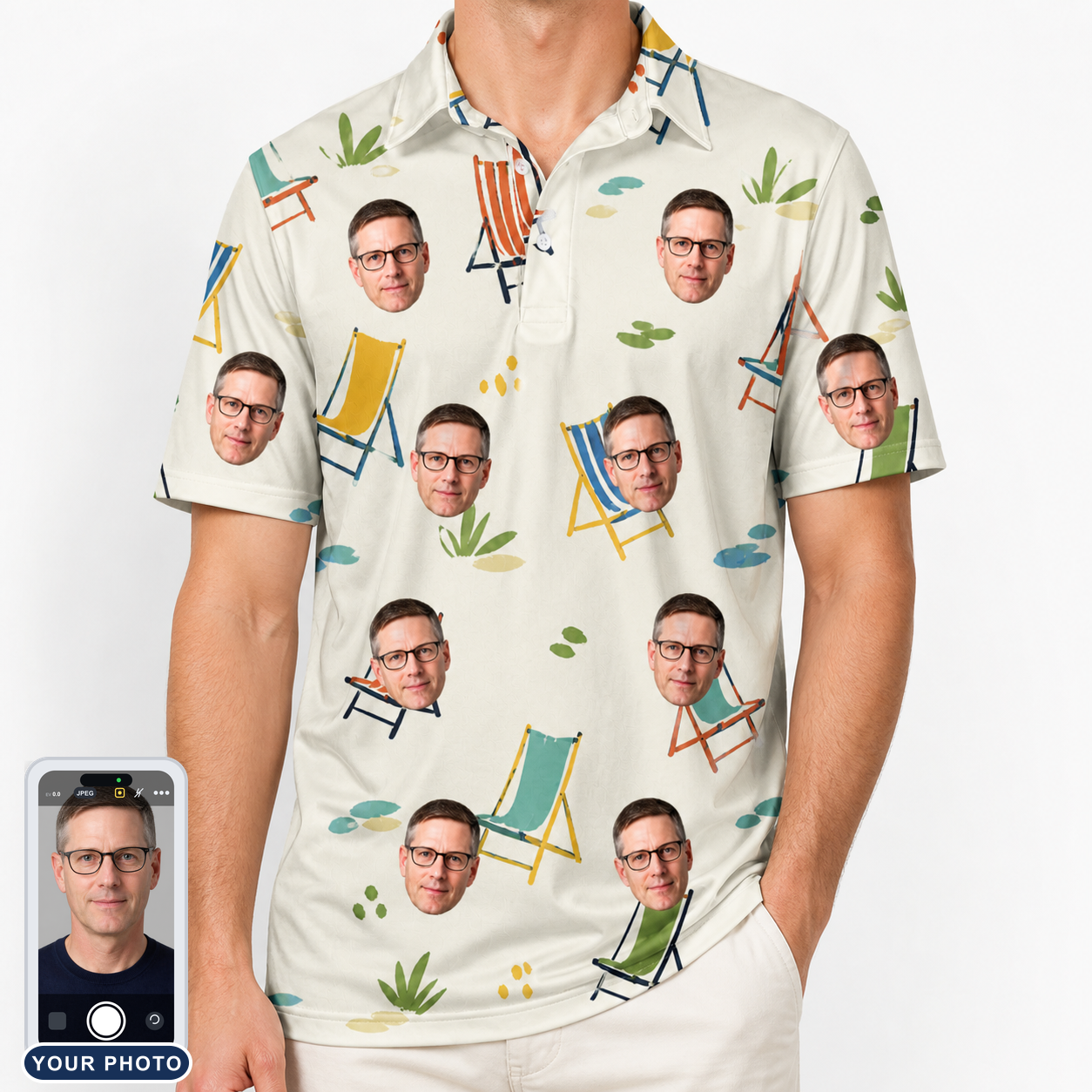 Men's Seaside Sitters Custom Face Polo Shirt