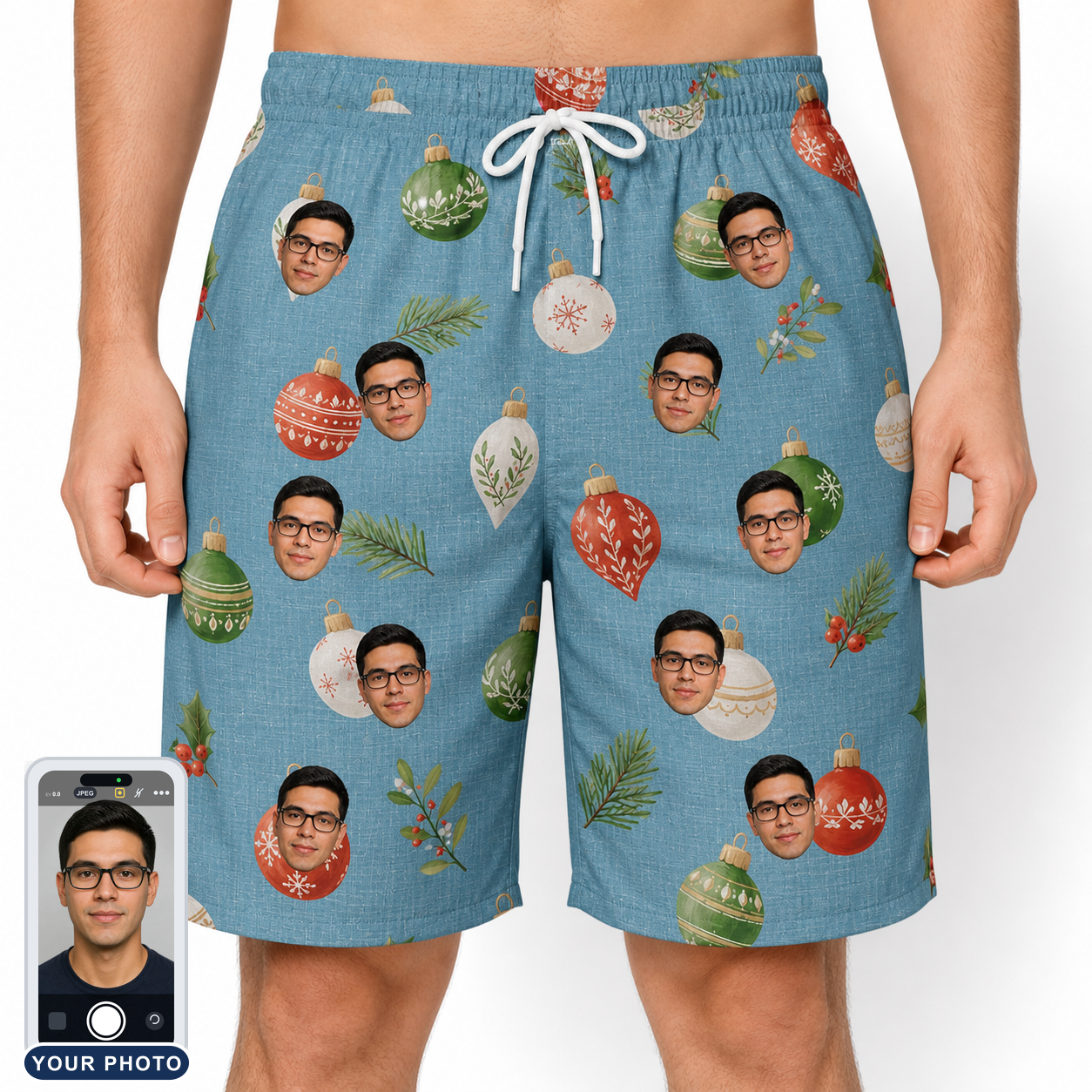 Men's Glimmer Globes Custom Face Beach Shorts