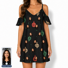 Women's Cranberry Charms Custom Face Off-Shoulder Dress