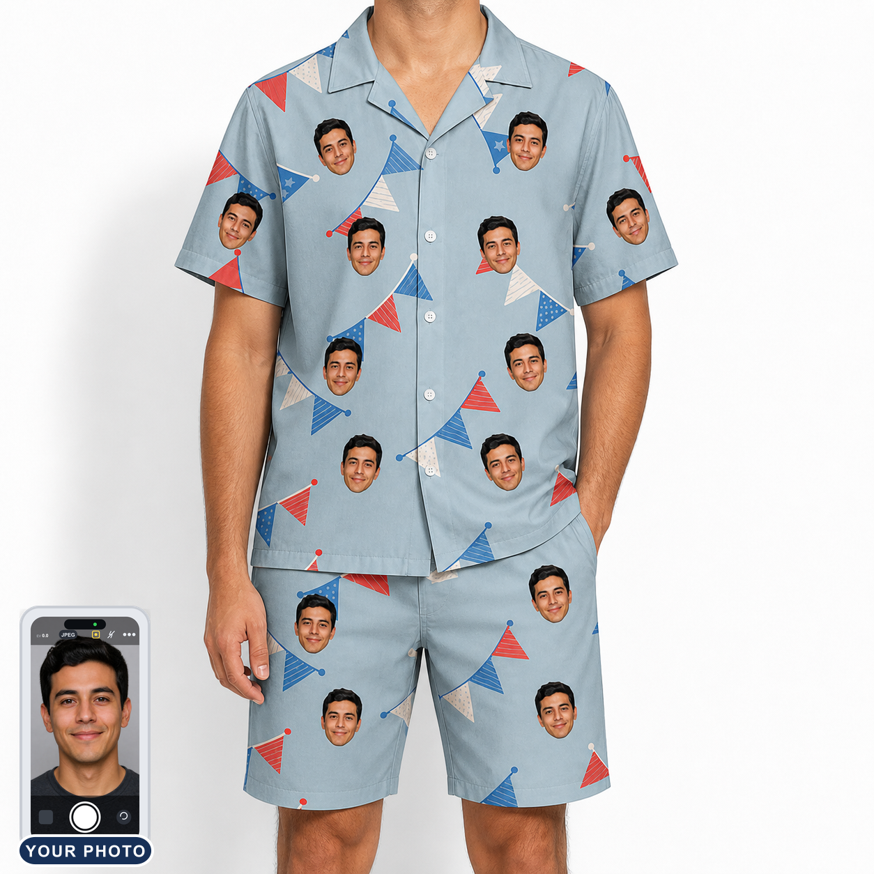 Men's Bunting Bonanza Custom Face Shirt & Shorts Set