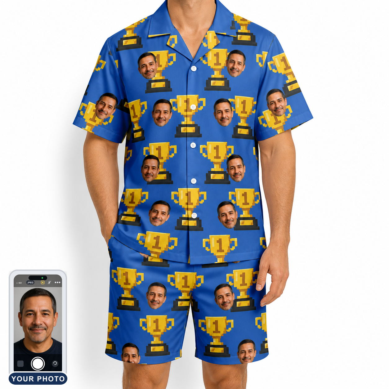 Men's Number One Custom Face Shirt & Shorts Set