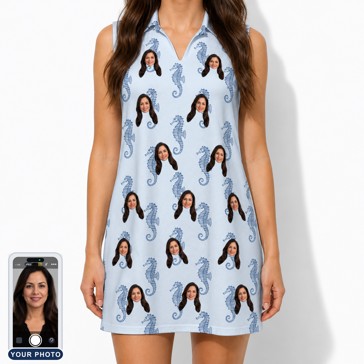 Women's Bridle Bubbles Custom Face V-Neck Dress