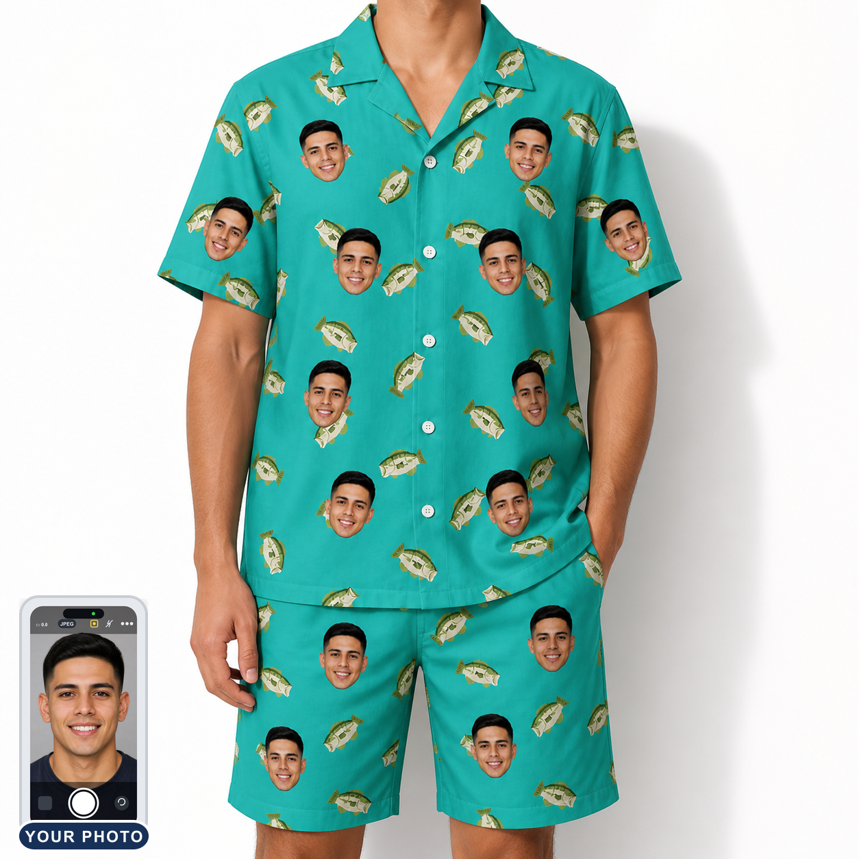 Men's Casting Call Custom Face Shirt & Shorts Set