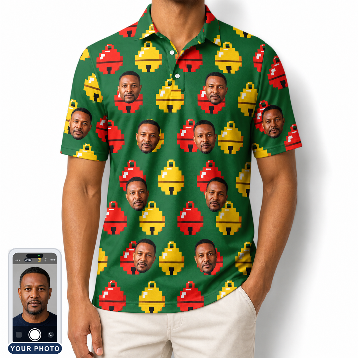 Men's Ringing Revelry Custom Face Polo Shirt