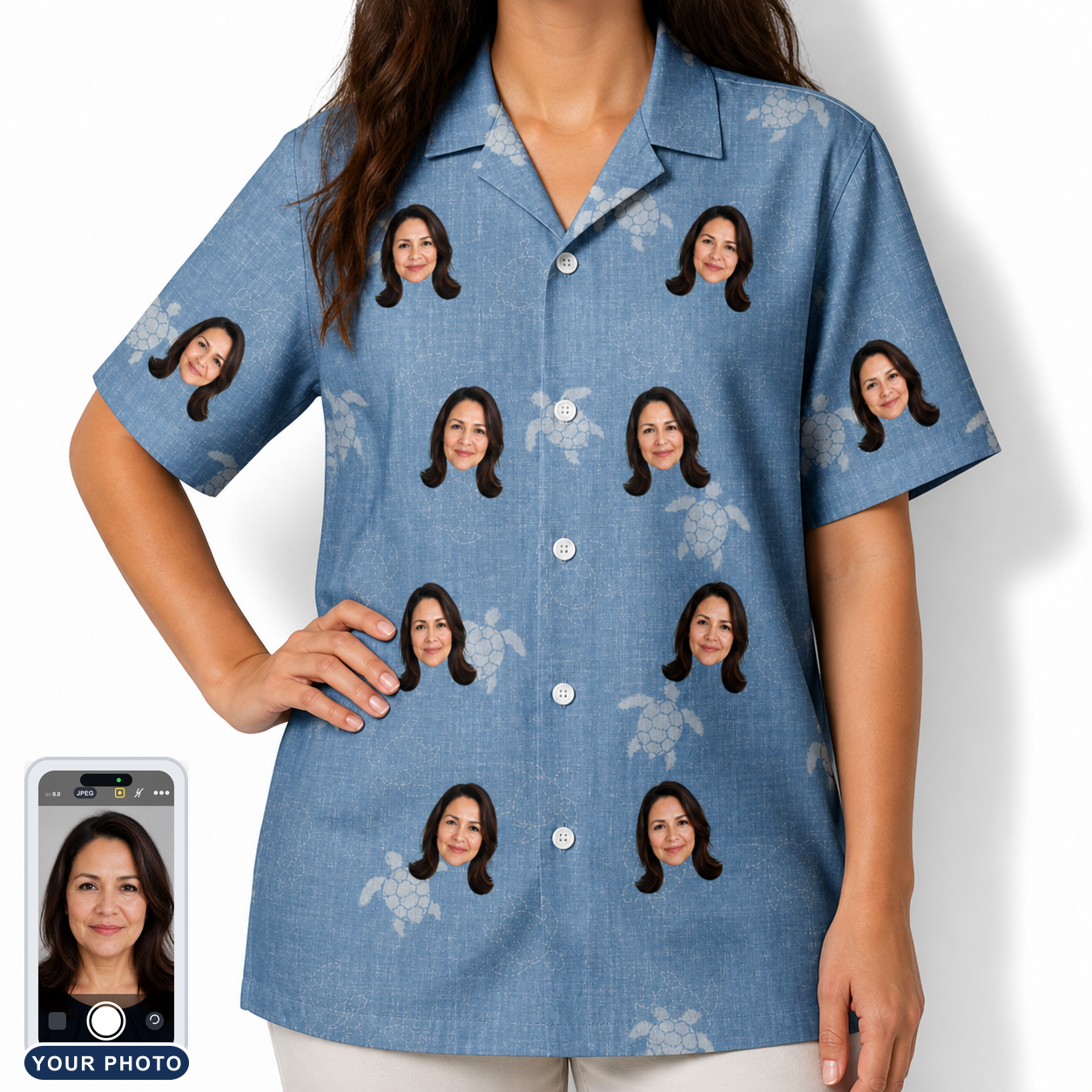 Women's Flipper Floats Custom Face Hawaiian Shirt