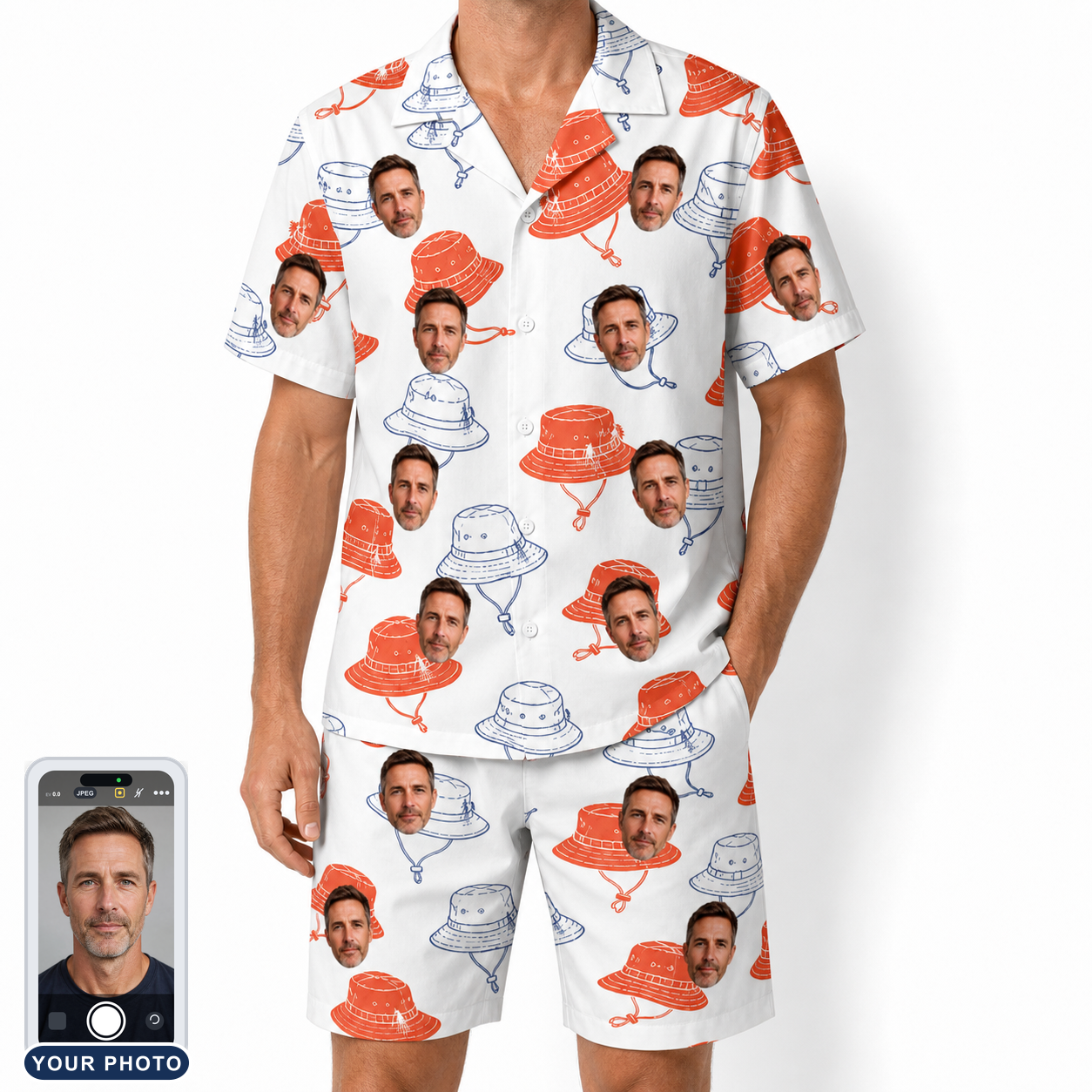 Men's Hooked Brims Custom Face Shirt & Shorts Set