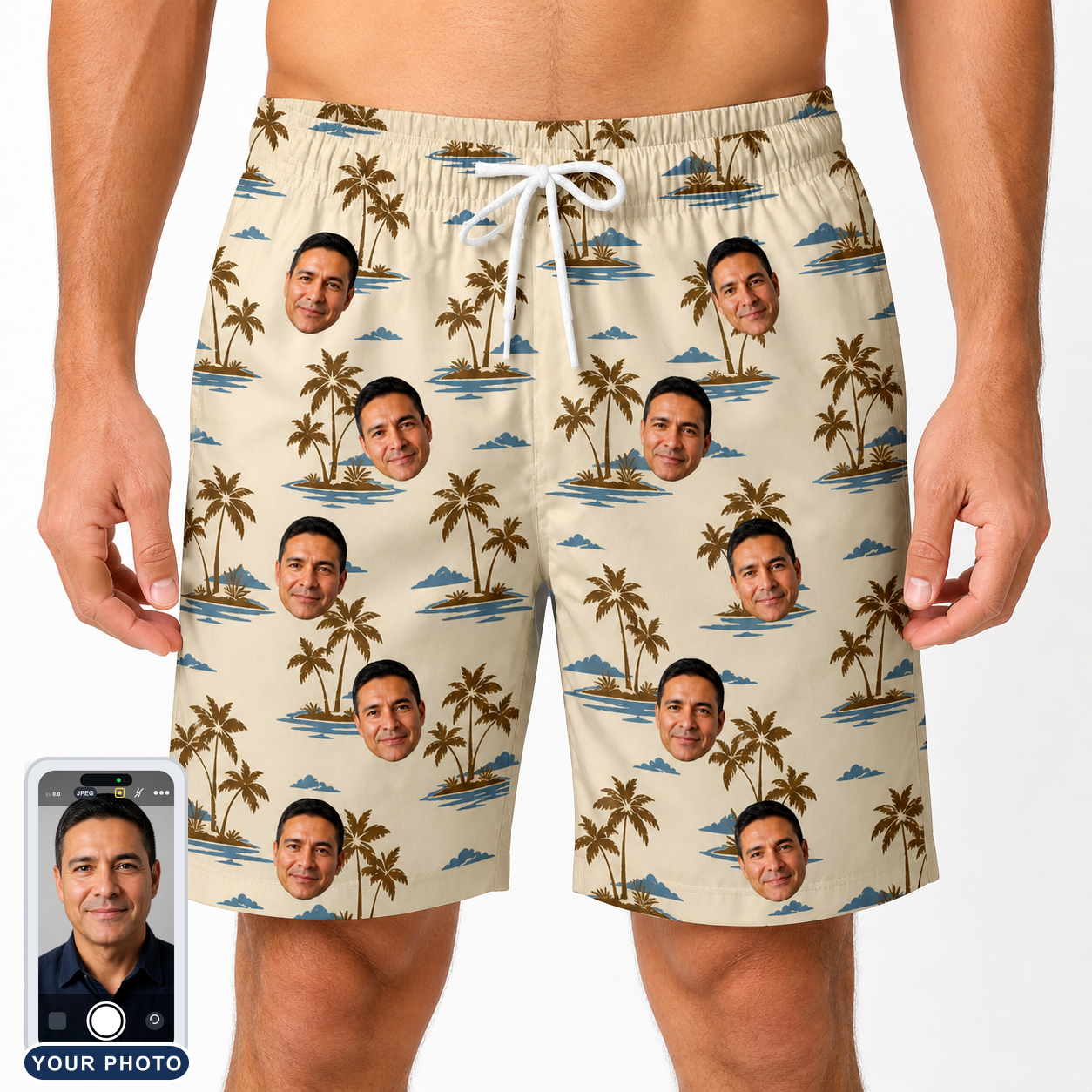 Men's Botanical Breeze Custom Face Beach Shorts