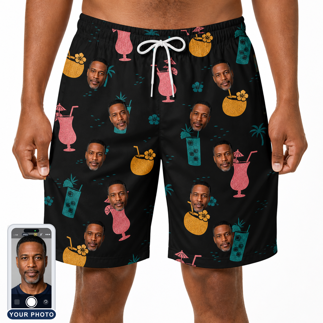 Men's Pour Decisions Custom Face Beach Shorts
