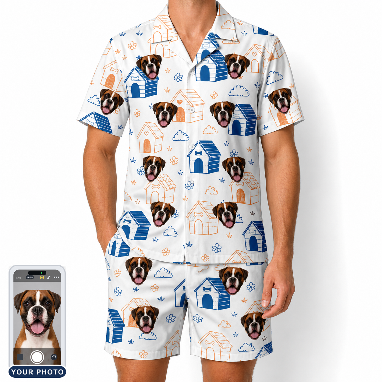 Men's Yap Yurts Custom Dog Face Shirt & Shorts Set
