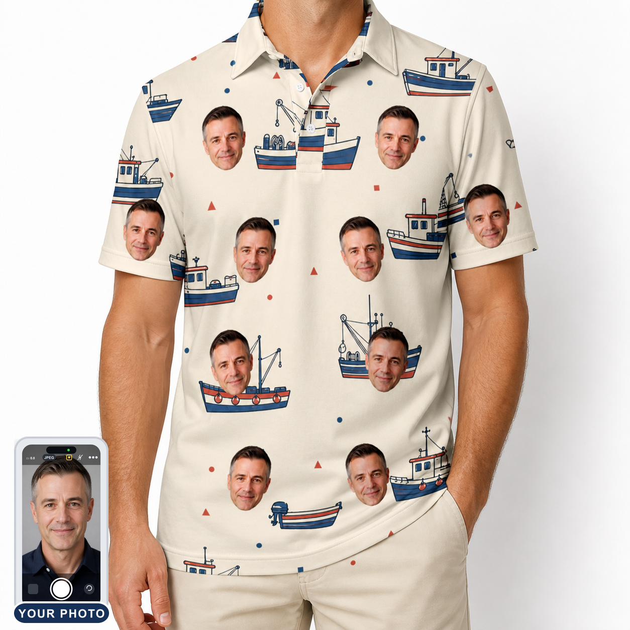 Men's Mini Mariners Custom Face Polo Shirt
