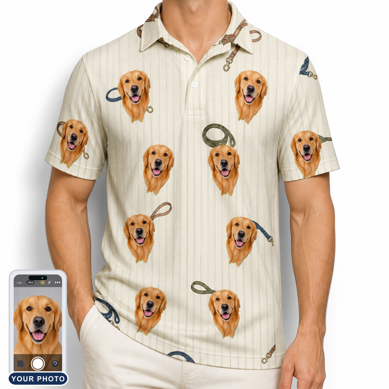 Men's Ruff Routes Custom Dog Face Polo Shirt