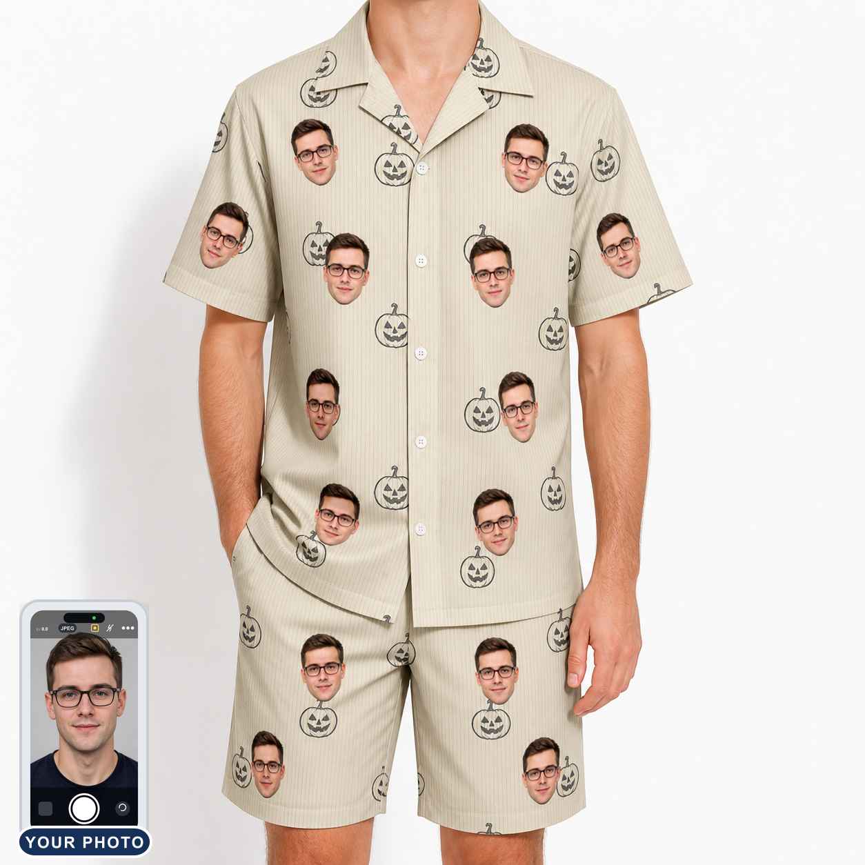 Men's Cucurbit Chuckles Custom Face Shirt & Shorts Set