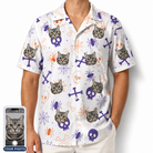Men's Skull Shuffle Custom Cat Face Hawaiian Shirt