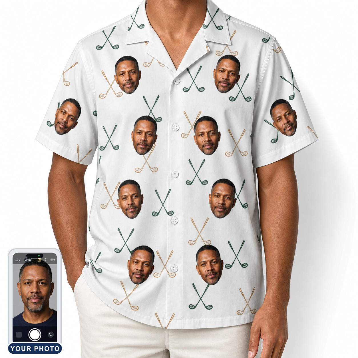Men's Golf Glyphs Custom Face Hawaiian Shirt
