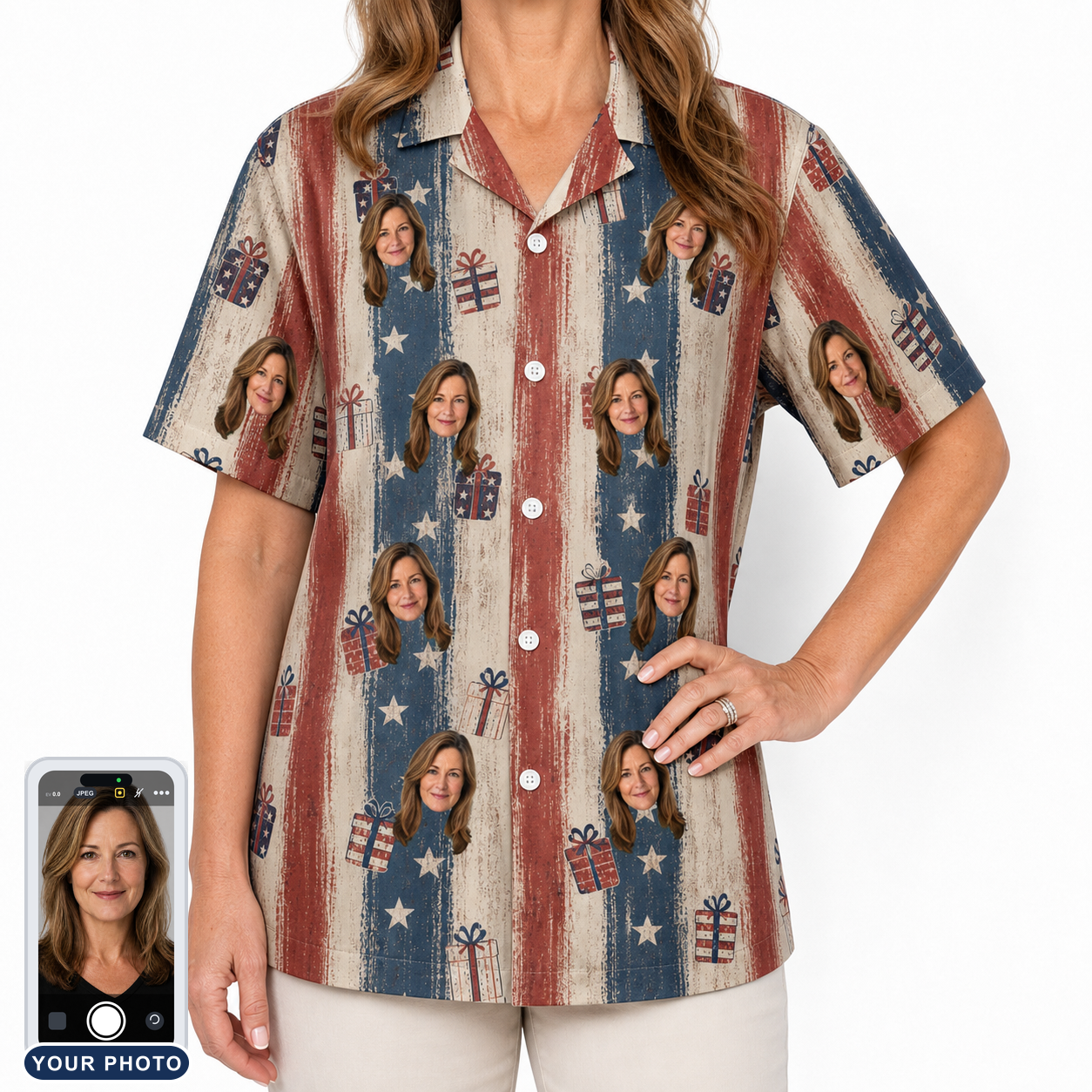 Women's Wrapped Wonders Custom Face Hawaiian Shirt