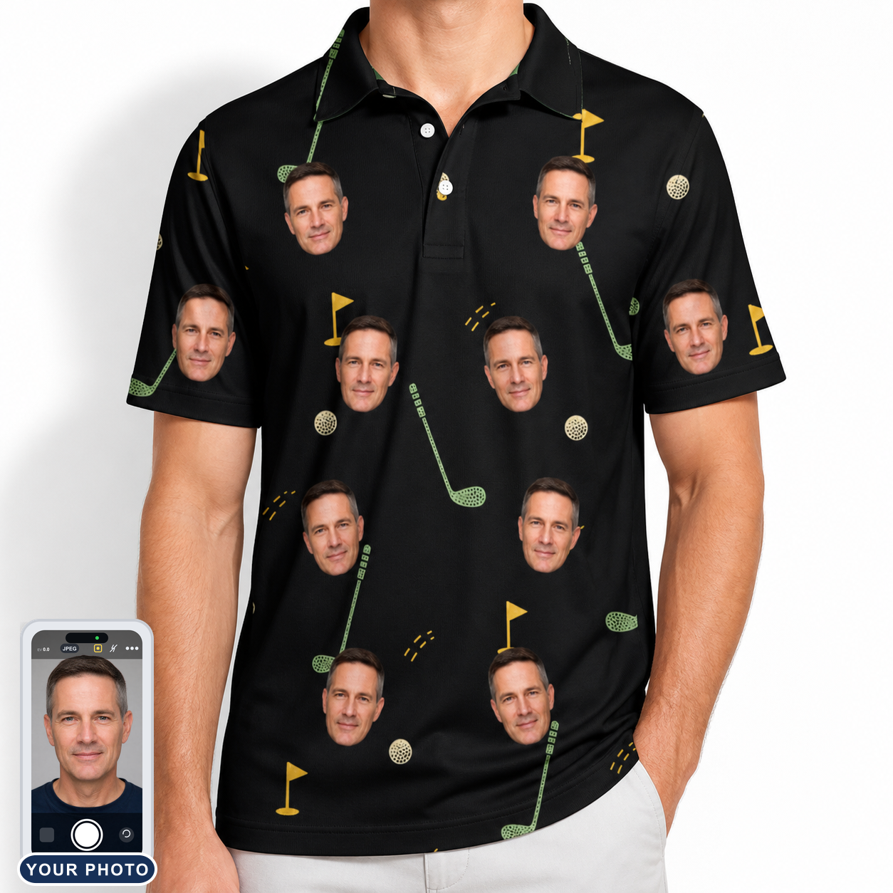 Men's Wedge Whirl Custom Face Polo Shirt