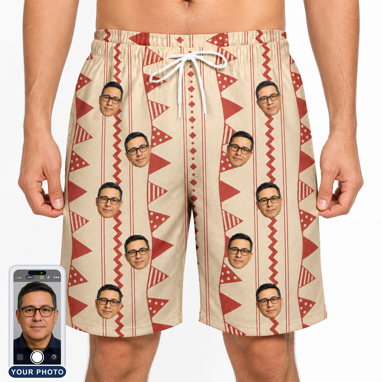 Men's Home Huddle Custom Face Beach Shorts