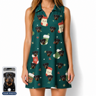Women's Chimney Cheer Custom Dog Face V-Neck Dress