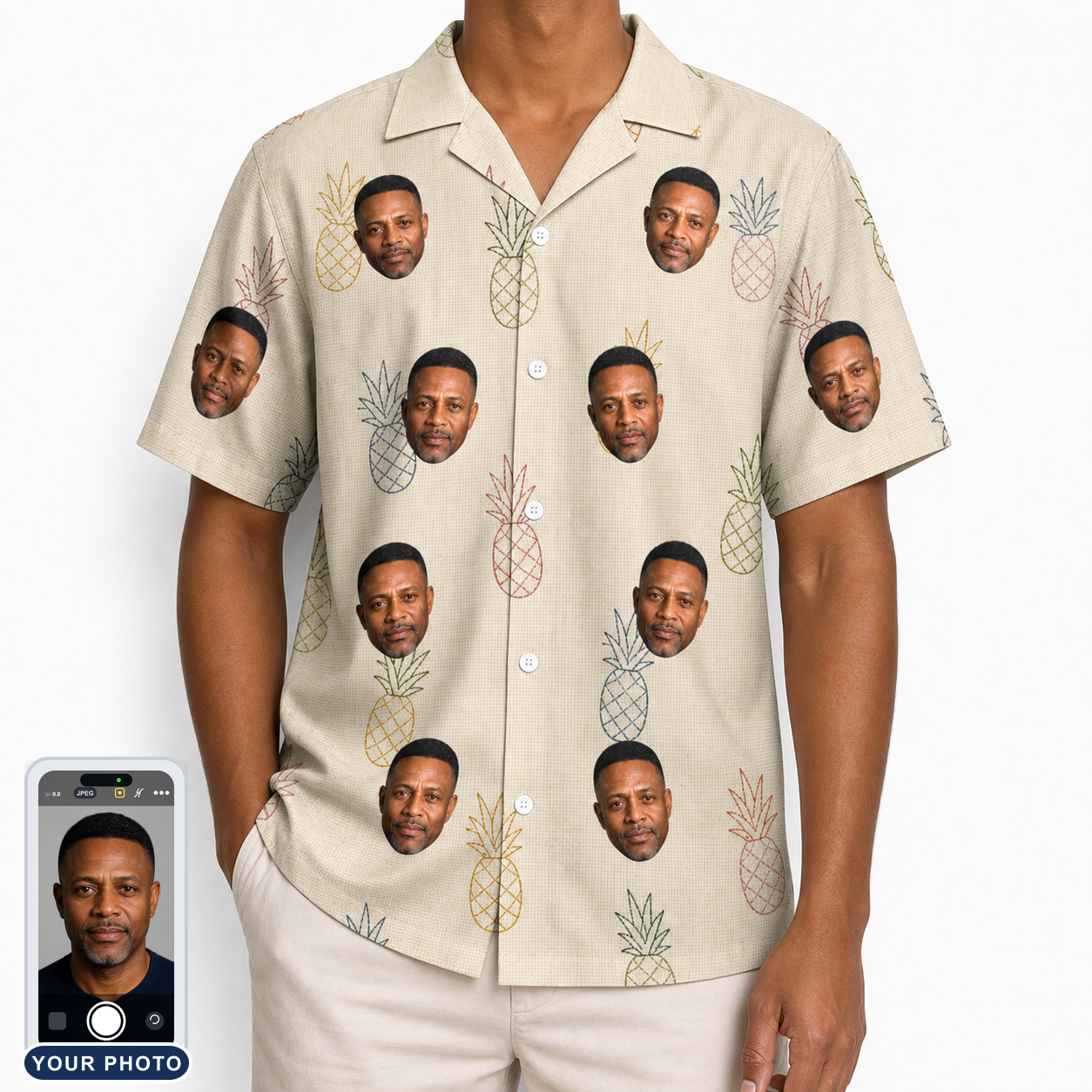 Men's Fruitful Foursome Custom Face Hawaiian Shirt