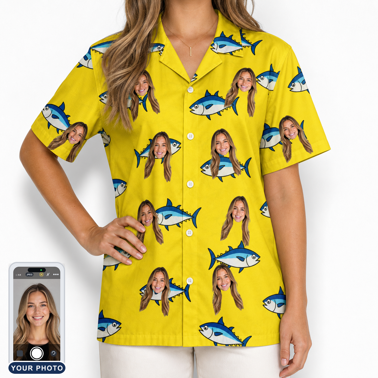 Women's Bluefin Banter Custom Face Hawaiian Shirt
