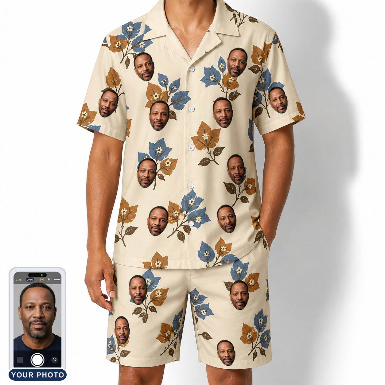 Men's Bougainvillea Bounce Custom Face Shirt & Shorts Set