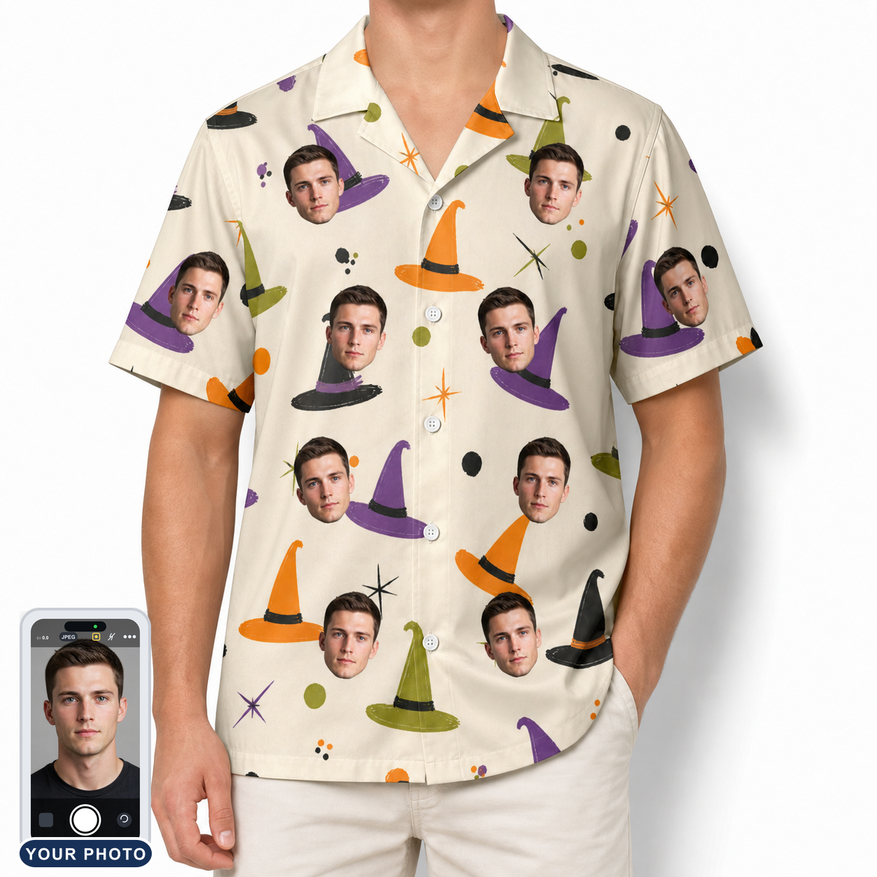 Men's Hexed Headwear Custom Face Hawaiian Shirt
