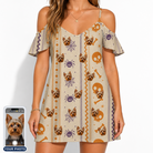 Women's Webbed Bones Custom Dog Face Off-Shoulder Dress