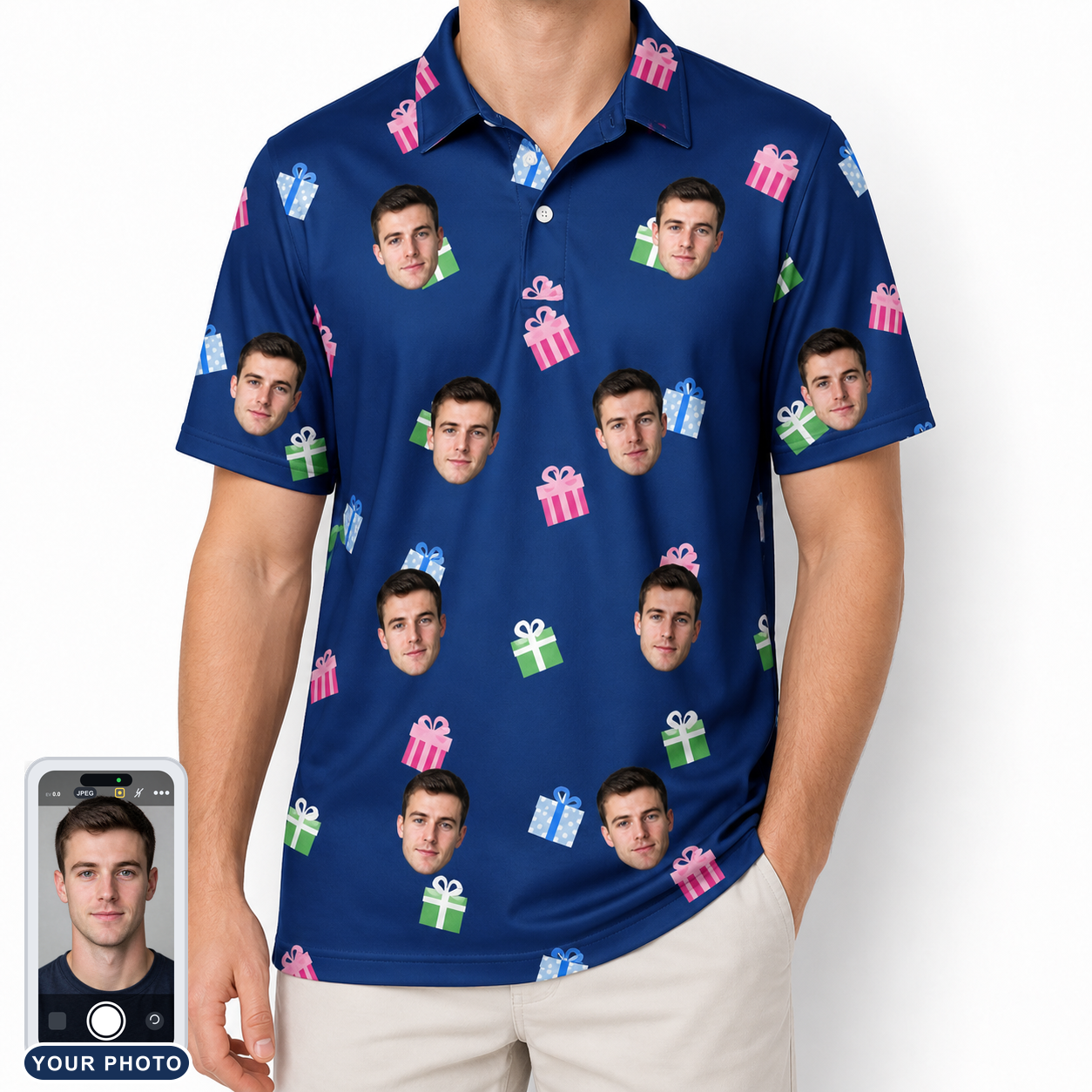 Men's Boxed Bliss Custom Face Polo Shirt