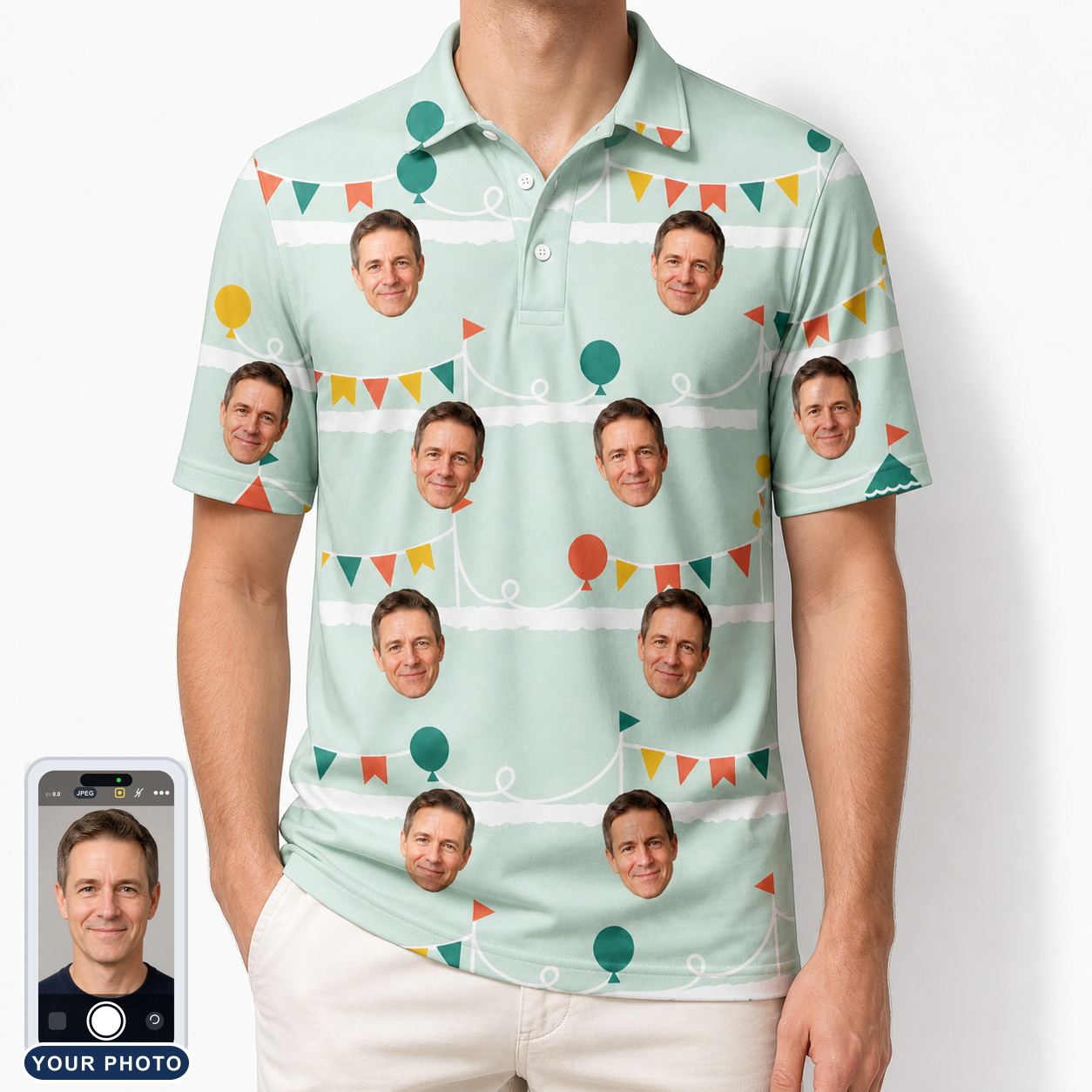 Men's Aisle Antics Custom Face Polo Shirt